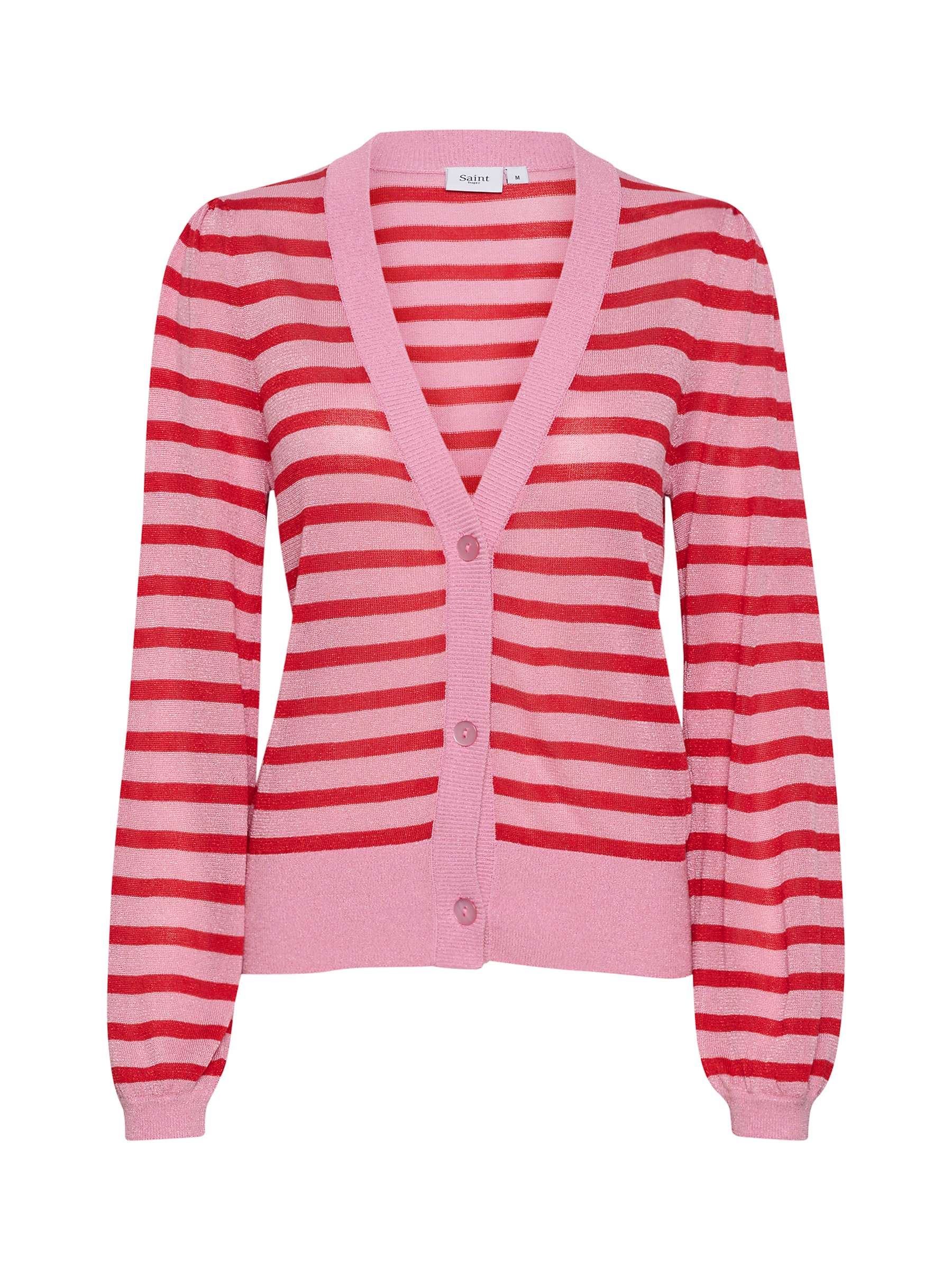 Buy Saint Tropez Xau Shimmer V-Neck Button Cardigan,  Pink Frosting Online at johnlewis.com