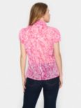 Saint Tropez Lilja Short Sleeve Ruffle Blouse, Pink Zèbre Art