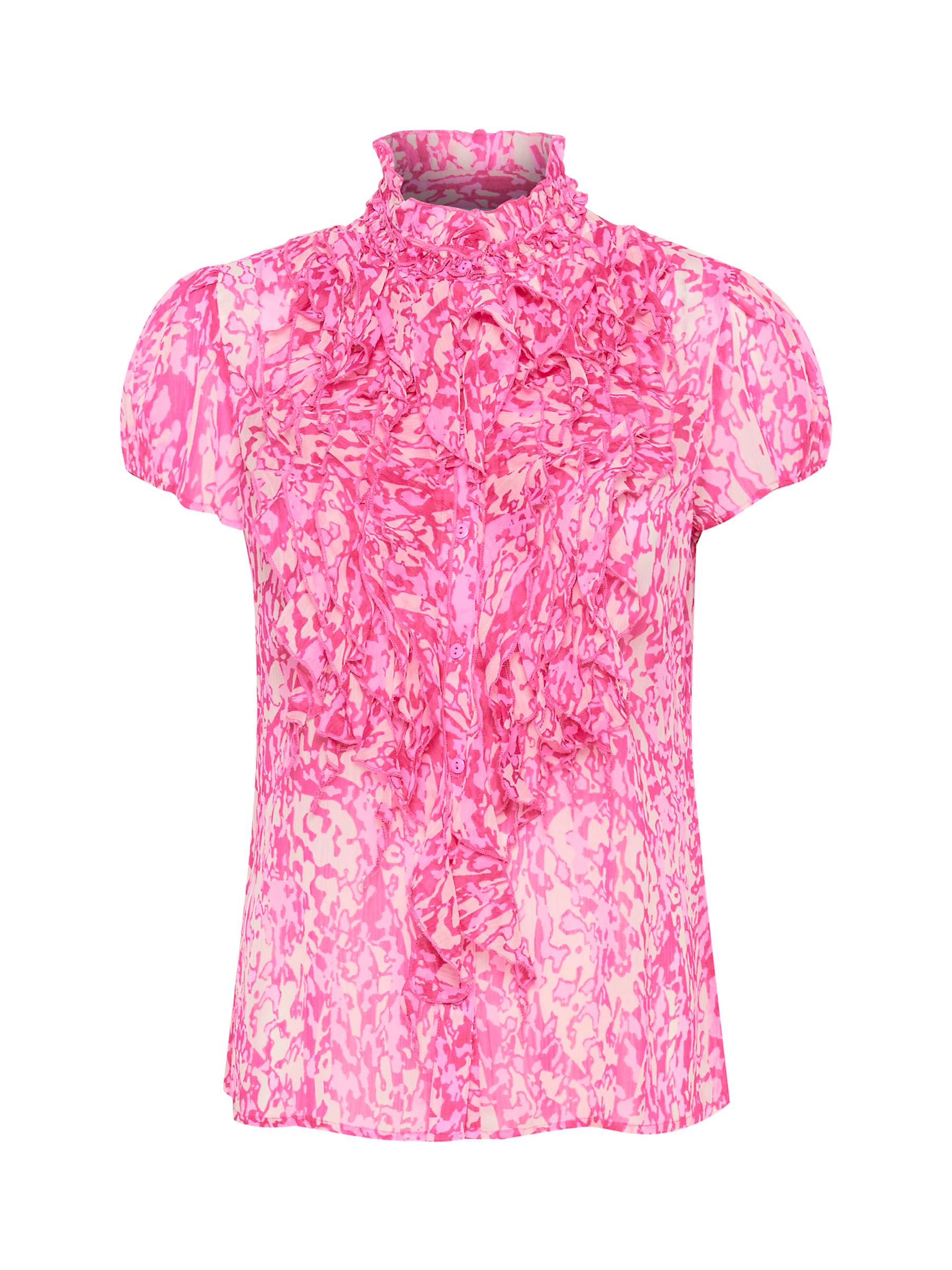 Buy Saint Tropez Lilja Short Sleeve Ruffle Blouse, Pink Zèbre Art Online at johnlewis.com