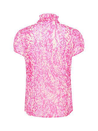 Saint Tropez Lilja Short Sleeve Ruffle Blouse, Pink Zèbre Art