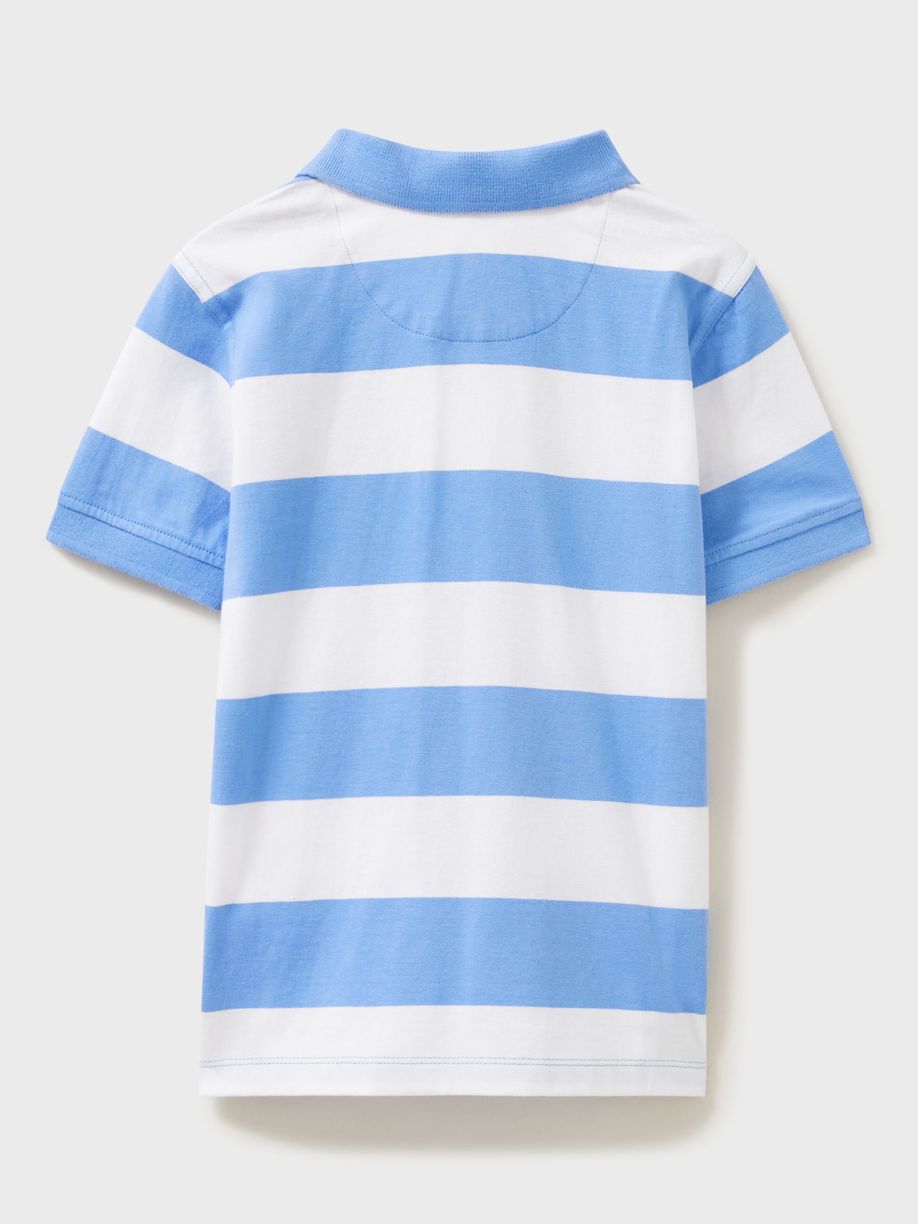 Crew Clothing Kids' Short Sleeve Striped Pique Polo Shirt, Blue/White, 8-9 years