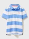 Crew Clothing Kids' Short Sleeve Striped Pique Polo Shirt, Blue/White