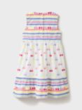 Crew Clothing Kids' Cotton Tiered Dress, Multi/White, Multi White