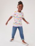 Crew Clothing Kids' Fruit Print Stripe Crew Neck T-Shirt, White/Multi, White/Multi