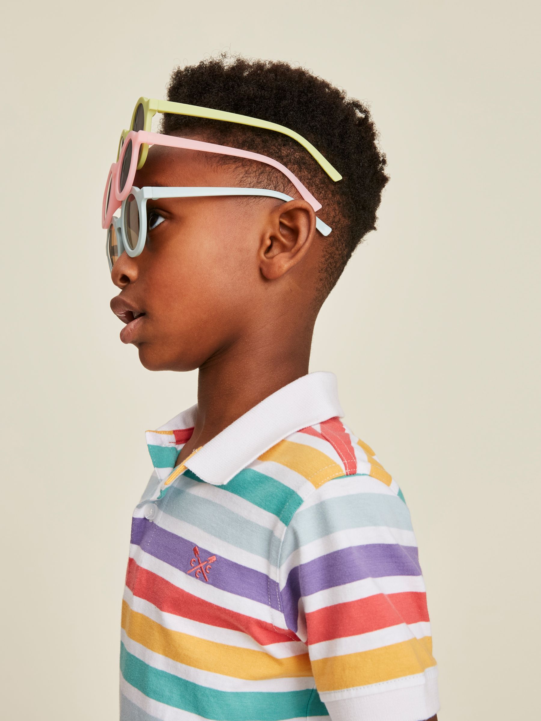 Crew Clothing Kids' Yarn Dye Stripe Jersey Polo Shirt, Multi, 8-9 years