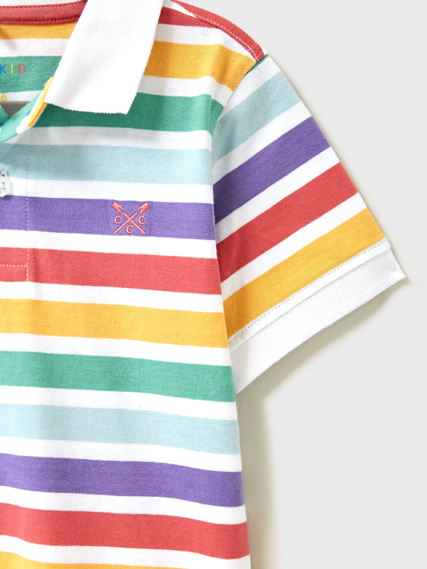 Crew Clothing Kids' Yarn Dye Stripe Jersey Polo Shirt, Multi, 8-9 years