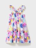 Crew Clothing Kids' Cotton Floral Print Dress, White/Multi