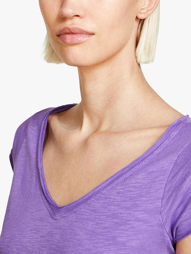 SISLEY V-Neck Cotton Blend T-Shirt, Violet