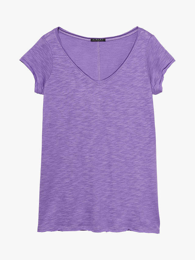 SISLEY V-Neck Cotton Blend T-Shirt, Violet