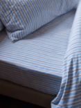 Piglet in Bed Sommerley Stripe Linen Blend Fitted Sheet, Bluebell