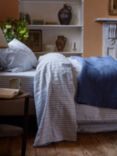 Piglet in Bed Sommerley Stripe Linen Blend Flat Sheet, Bluebell