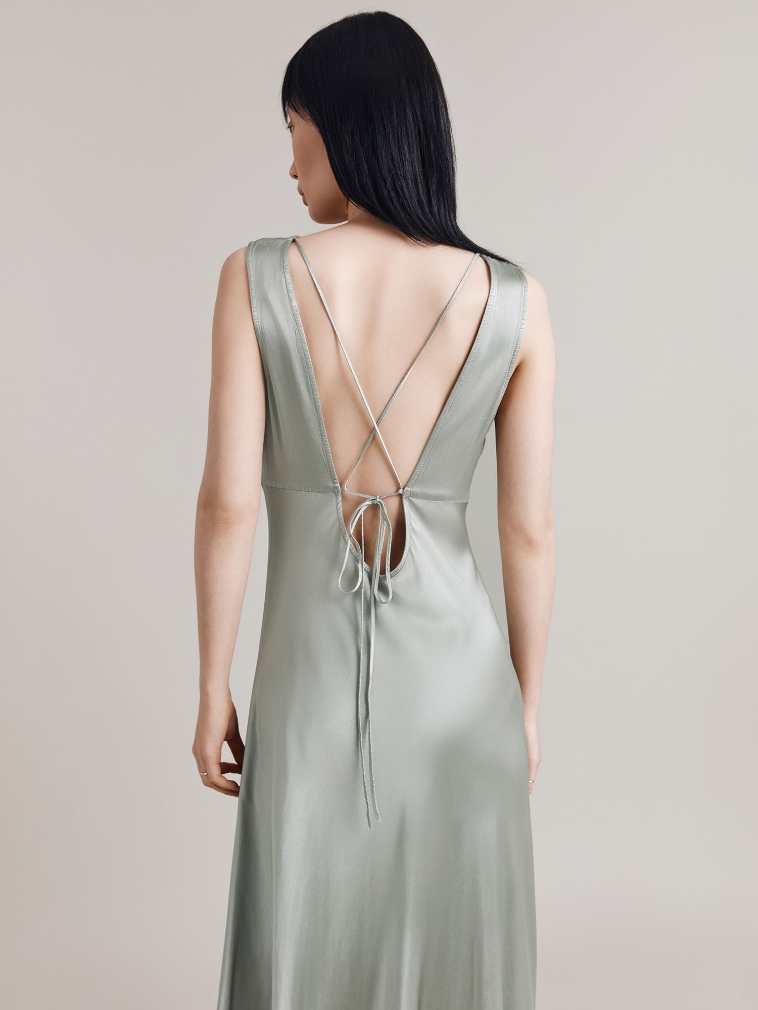 Buy Ghost Aurelie Tie Back Satin Midi Dress Online at johnlewis.com