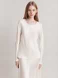 Ghost Alix Long Sleeve Satin Top, Ivory