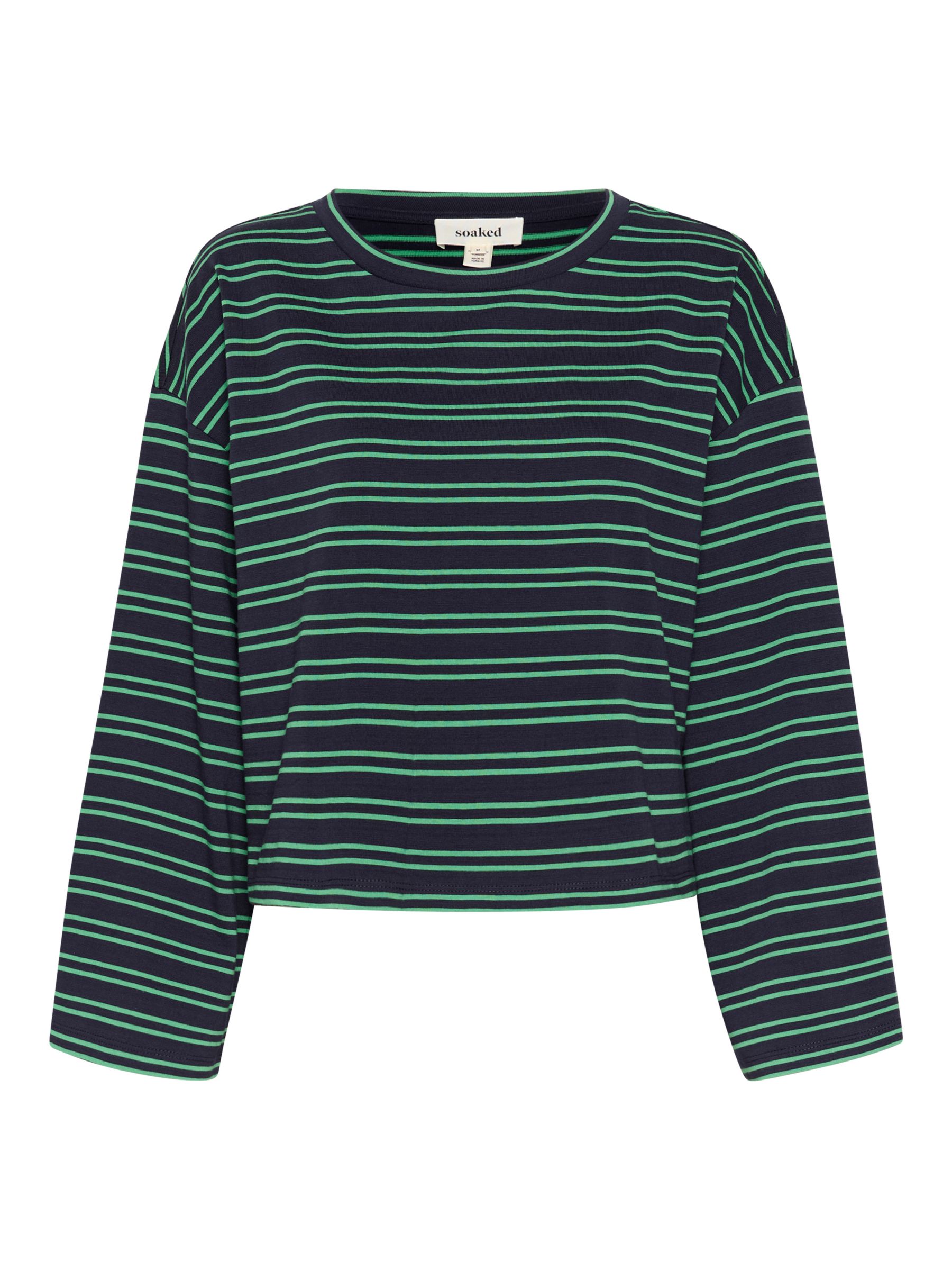 Soaked In Luxury Neo Striped Boxy T-Shirt, Medium Green at John Lewis ...