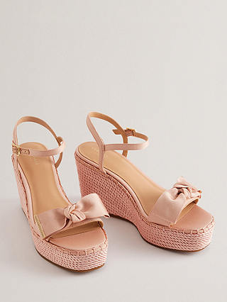 Ted Baker Geiia Espadrille Wedge Bow Detail Sandals, Mid Pink