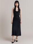 Ghost Alice Bias Cut Satin Midi Slip Dress, Black