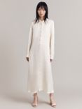 Ghost Thea Satin Maxi Shirt Dress, Ivory