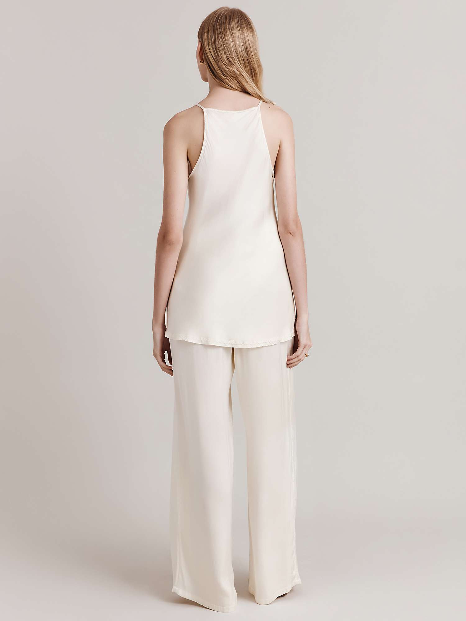 Buy Ghost Celine Straight Leg Sating Trousers, Ivory Online at johnlewis.com