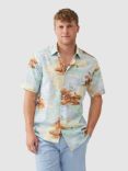 Rodd & Gunn Victoria Avenue Printed Cotton Regular Fit Short Sleeve Shirt, Ocean Breeze/Multi