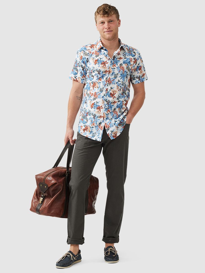 Buy Rodd & Gunn Oyster Cove Printed Cotton Slim Fit Short Sleeve Shirt, Turquoise/Multi Online at johnlewis.com
