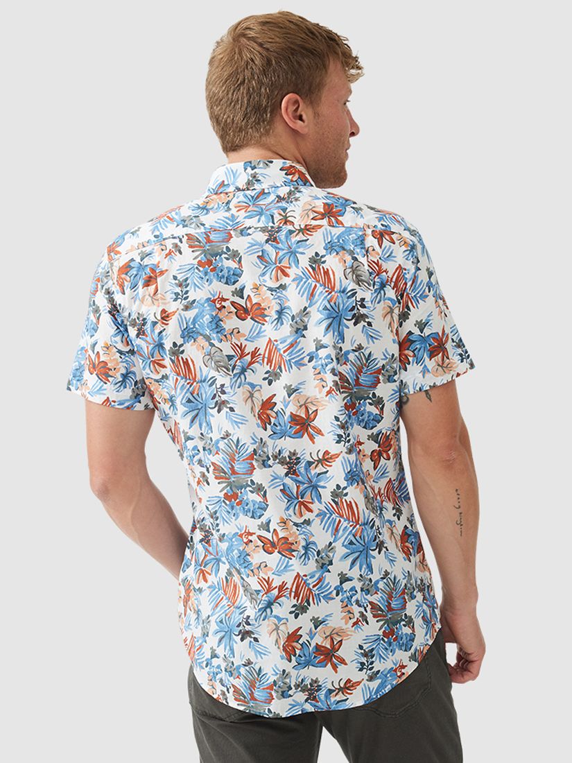Buy Rodd & Gunn Oyster Cove Printed Cotton Slim Fit Short Sleeve Shirt, Turquoise/Multi Online at johnlewis.com