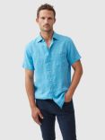 Rodd & Gunn Palm Beach Linen Sports Fit Short Sleeve Shirt, Cobalt