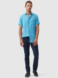 Rodd & Gunn Palm Beach Linen Sports Fit Short Sleeve Shirt, Cobalt