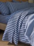 Piglet in Bed Amberley Stripe Linen Blend Flat Sheet, Dusty Blue