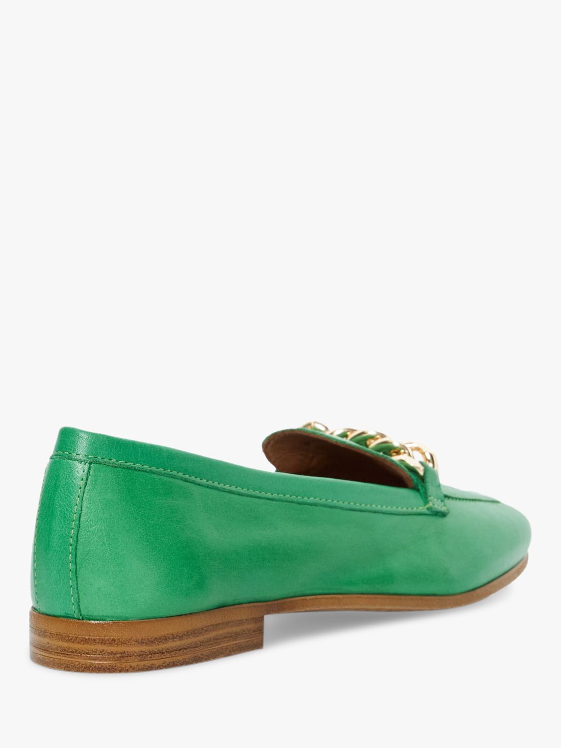 Dune Goldsmith Leather Chain Detail Loafers, Green, 3