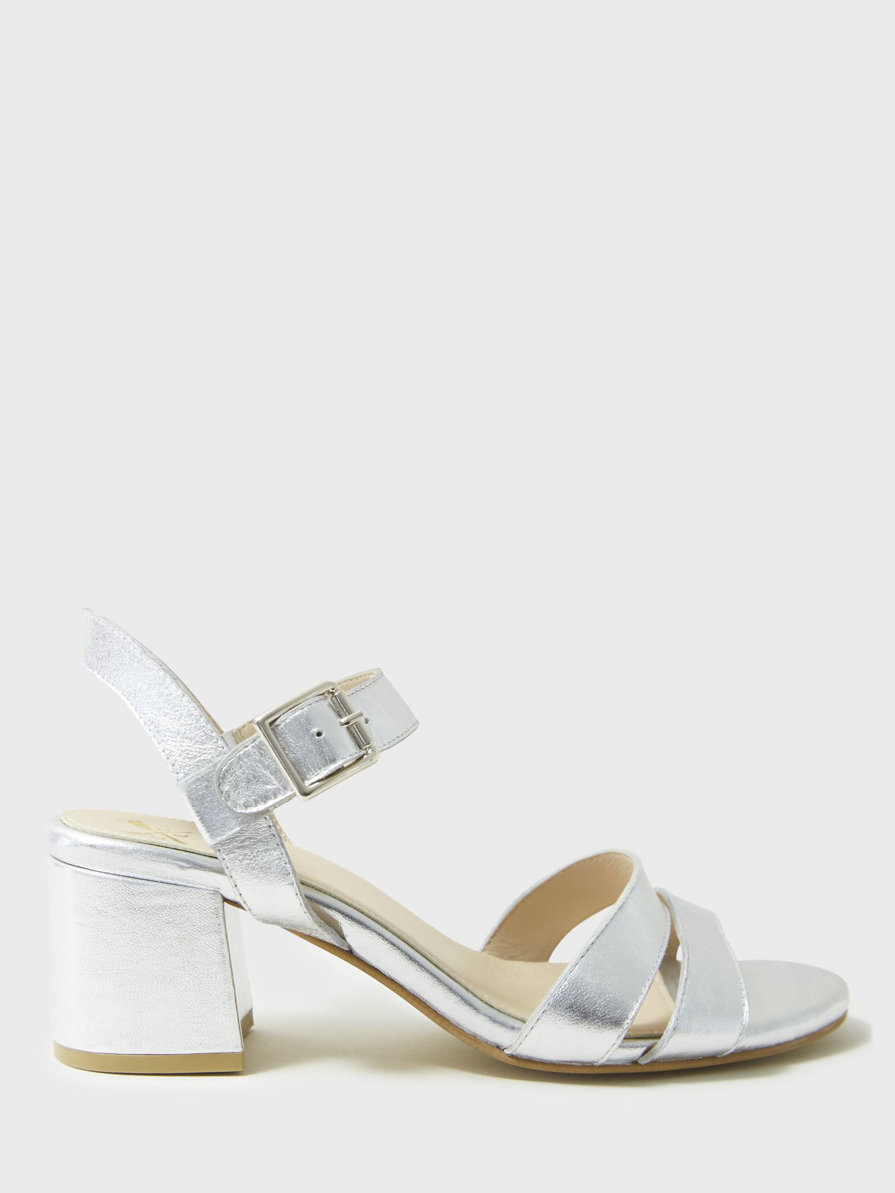 Crew Clothing Leather Double Strap Sandals, Silver, 8