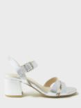 Crew Clothing Leather Double Strap Sandals, Silver