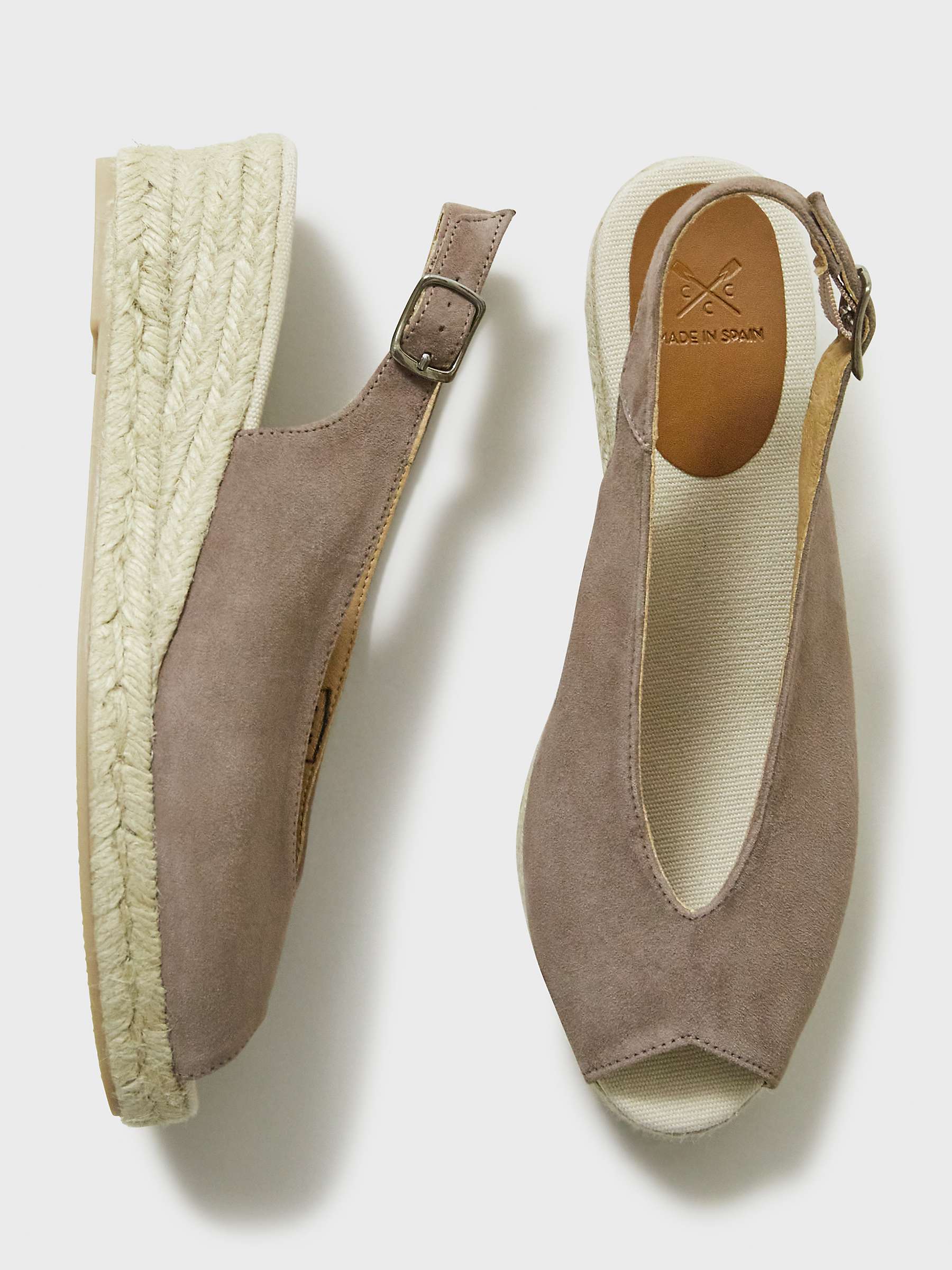 Buy Crew Clothing Suede Peep Toe Espadrille Sandals, Natural Online at johnlewis.com