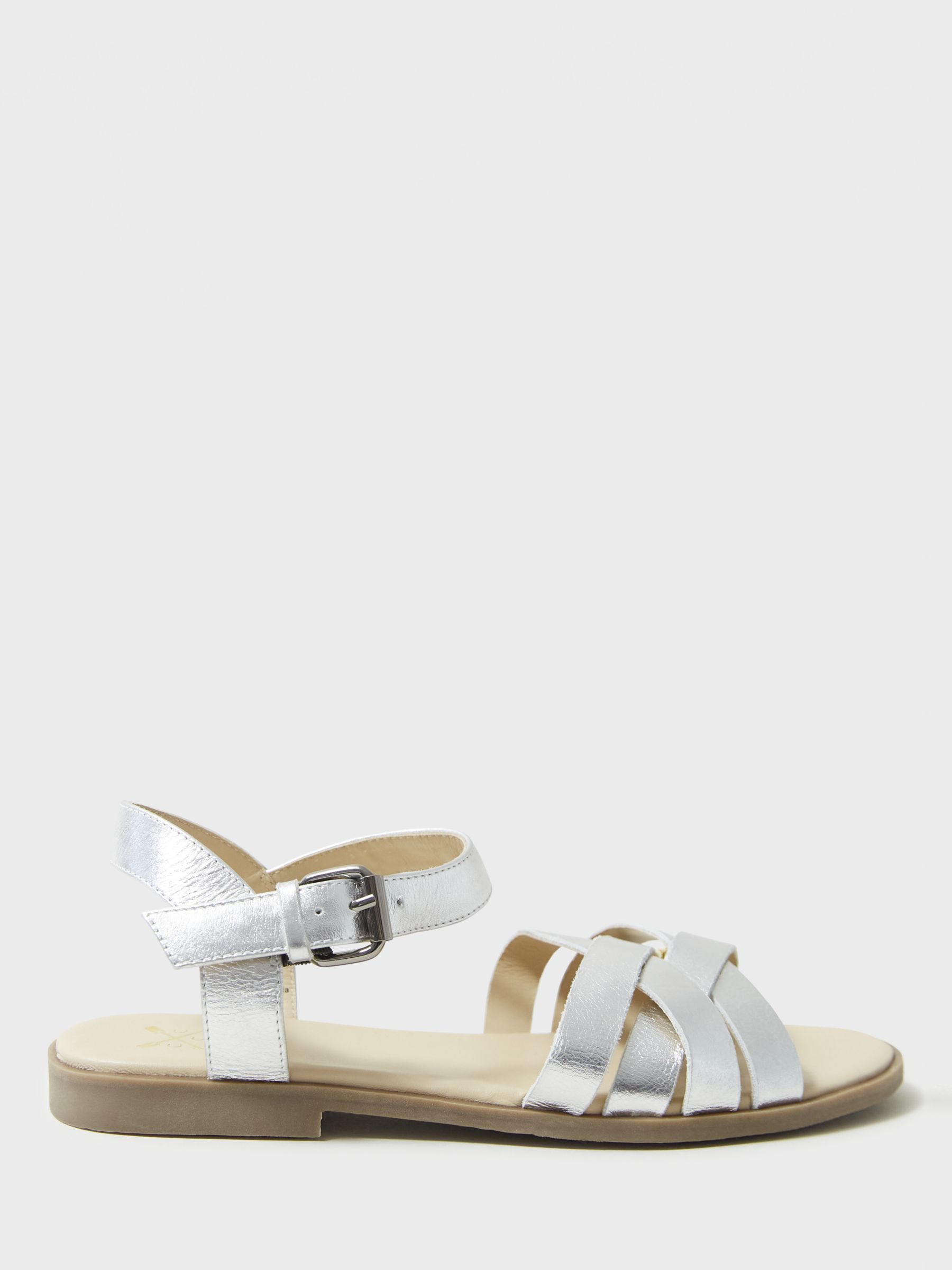 Crew Clothing Crossover Multi Strap Sandal, Silver, 8