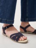 Crew Clothing Suede Double Strap Sandals, Navy Blue