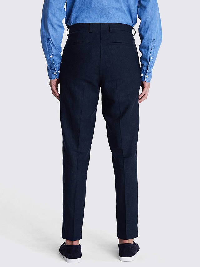 Moss Tailored Fit Herringbone Trousers, Navy
