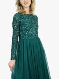 Lace & Beads Belle Sequin Bodice Maxi Dress, Emerald Green