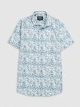 Rodd & Gunn Cherry Tree Bay Floral Cotton Slim Fit Short Sleeve Shirt, Blue