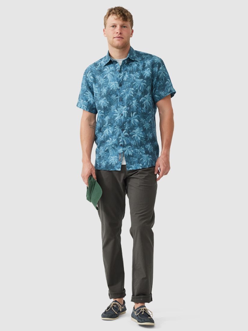 Buy Rodd & Gunn Destiny Bay Palm Tree Print Linen Shirt, Teal Online at johnlewis.com