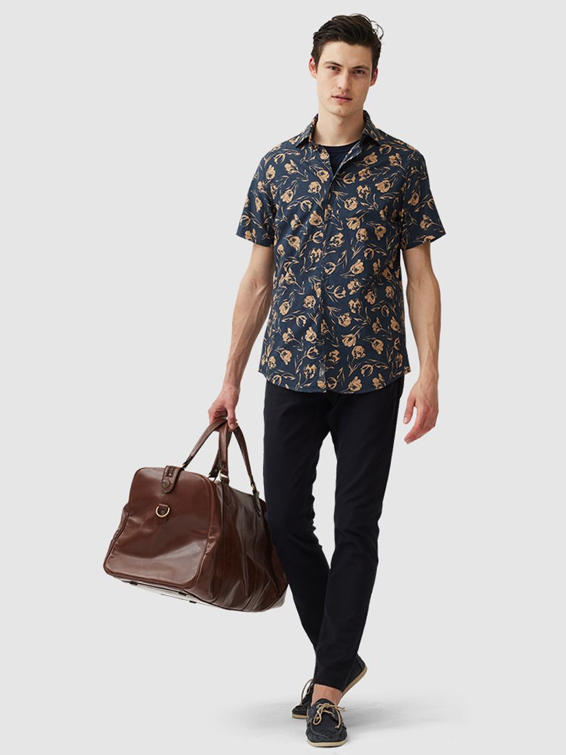 Rodd & Gunn Castor Bay Floral Cotton Shirt, Navy/Orange, XS