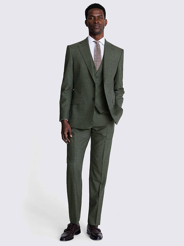 Moss Dogtooth Check Wool Regular Fit Suit Jacket, Green