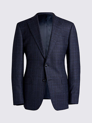 Moss Check Wool Regular Fit Suit Jacket, Blue