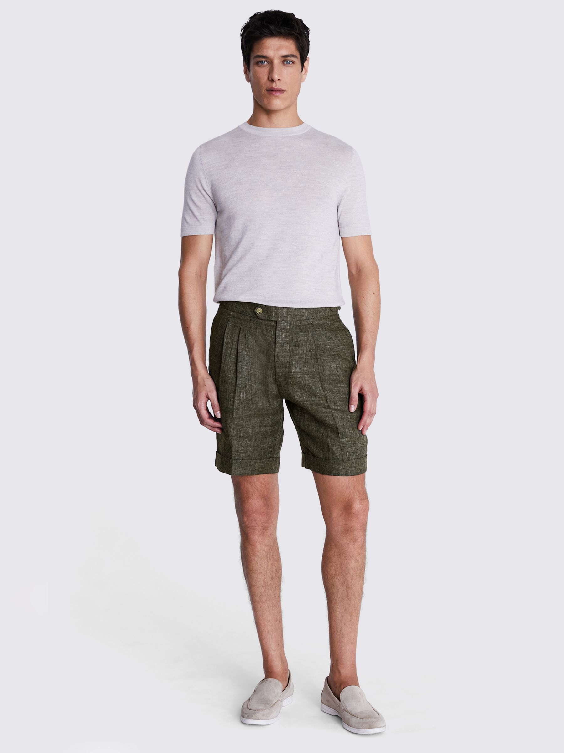 Moss Linen Shorts, Khaki, XS
