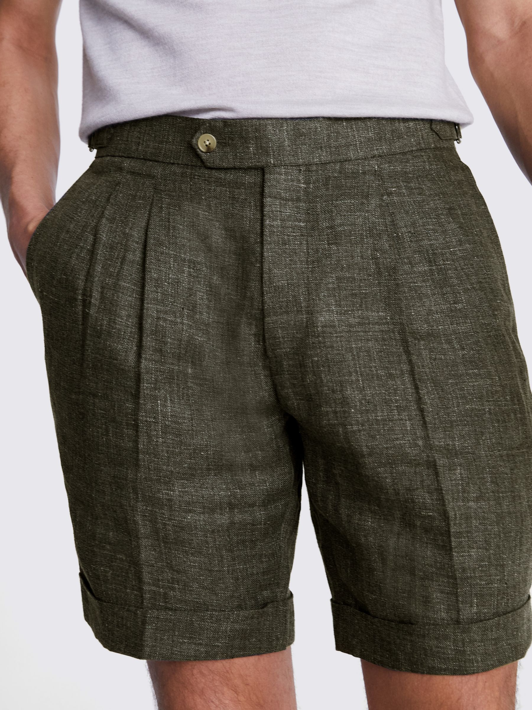 Moss Linen Shorts, Khaki, XS