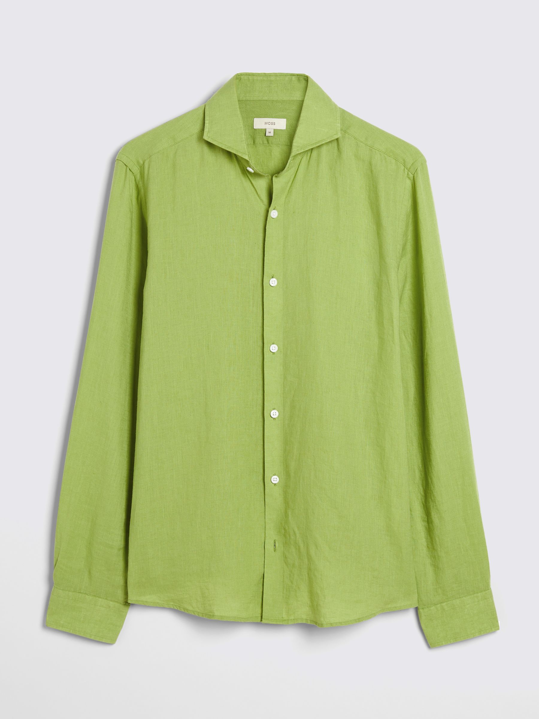 Moss Tailored Fit Linen Long Sleeve Shirt, Acid Green, S