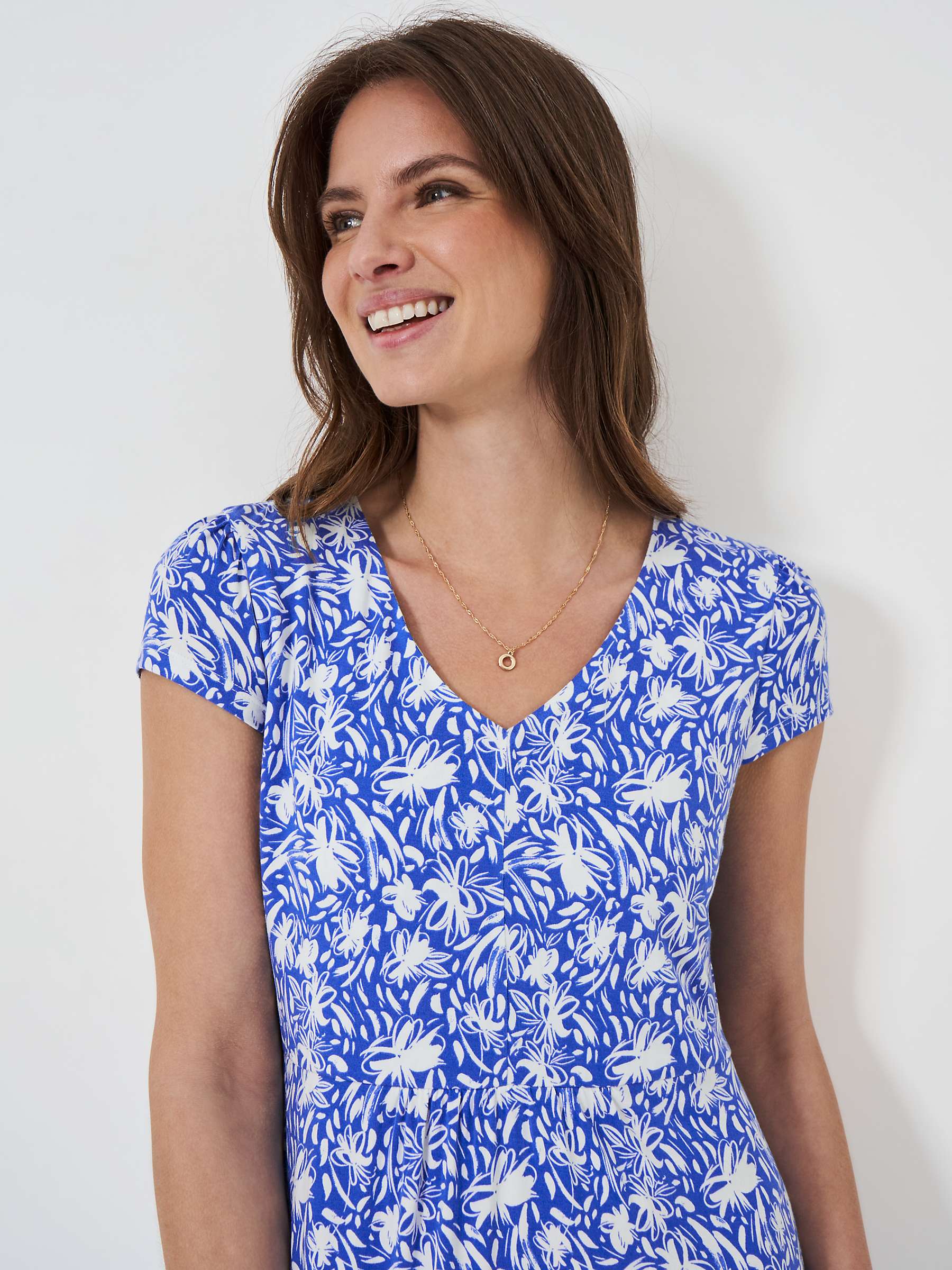 Buy Crew Clothing Mel Flutter Sleeve Jersey Midi Dress, Light Blue Online at johnlewis.com