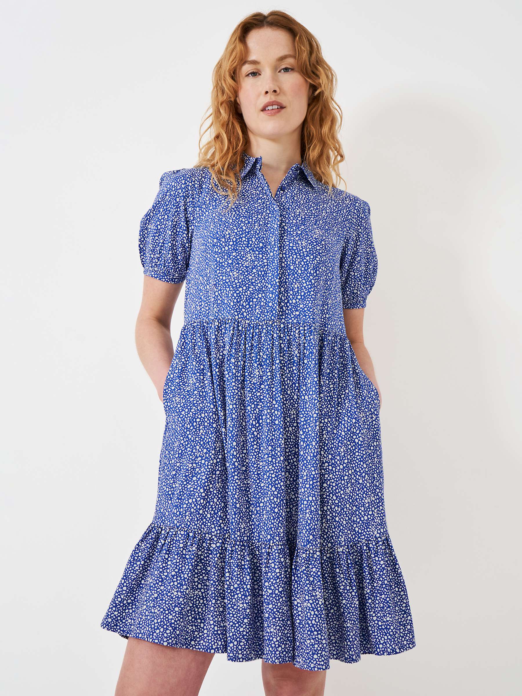 Buy Crew Clothing Carlie Tiered Shirt Mini Dress, Blue/Multi Online at johnlewis.com