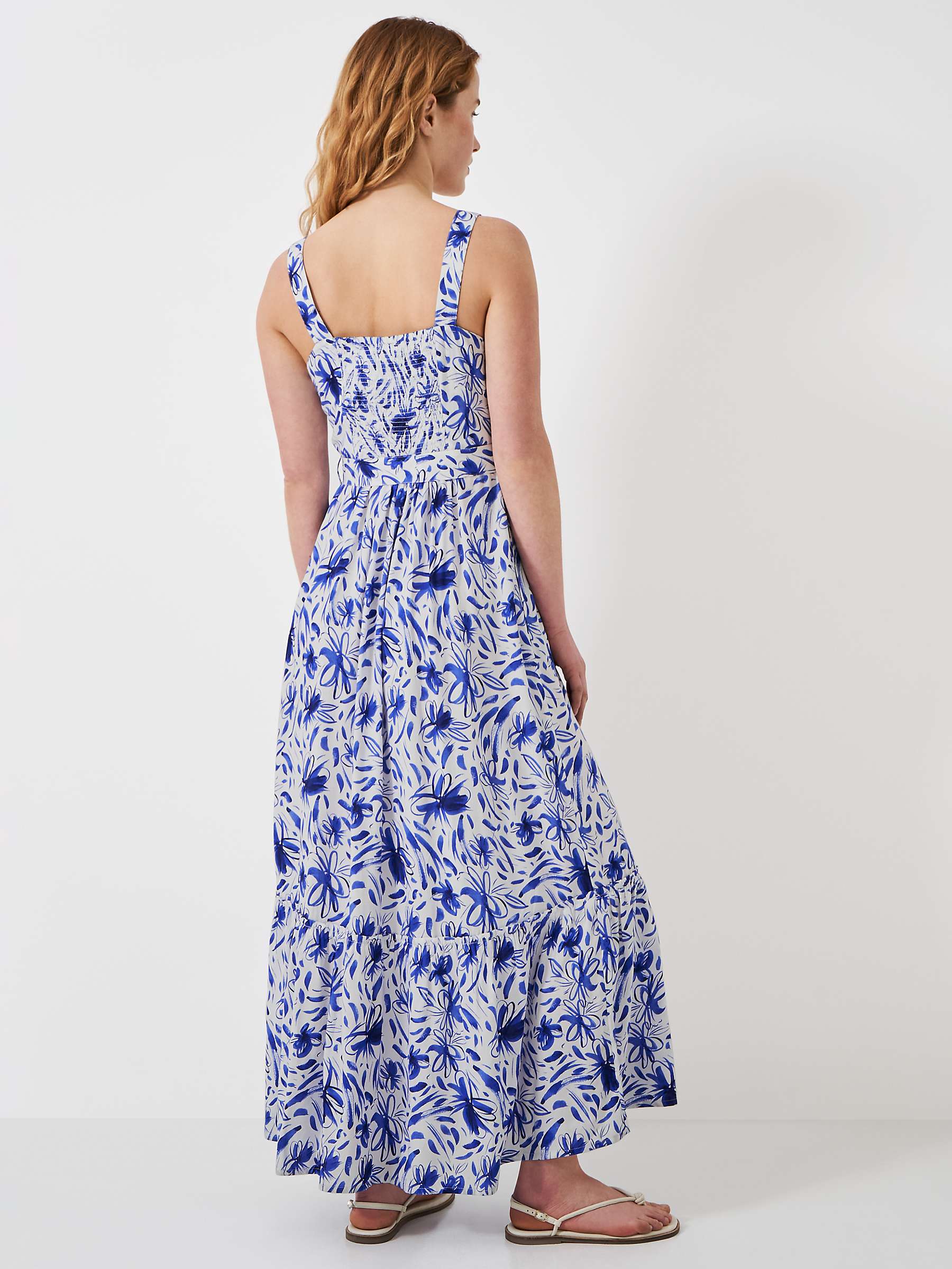 Buy Crew Clothing Flori Strappy Midi Dress, Blue/Multi Online at johnlewis.com