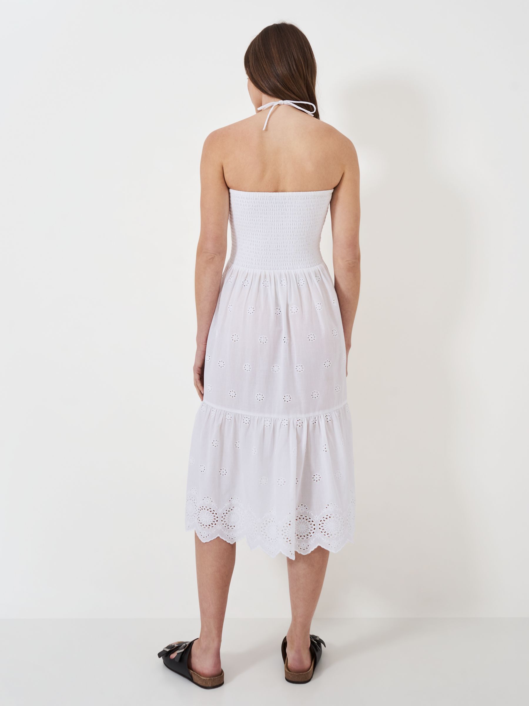 Crew Clothing Broderie Detail  2-in-1 Dress & Skirt, White, 8