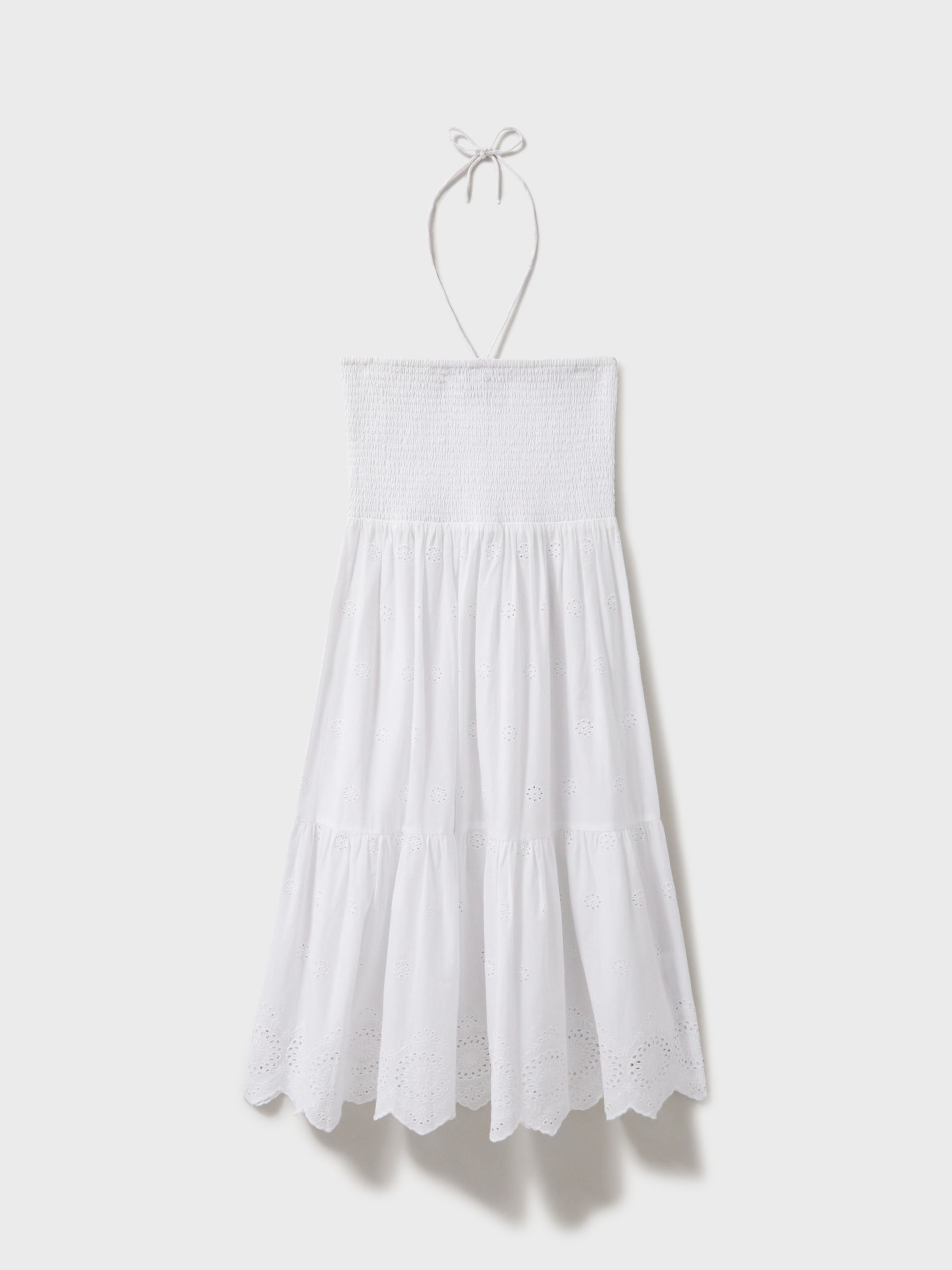 Crew Clothing Broderie Detail  2-in-1 Dress & Skirt, White, 8