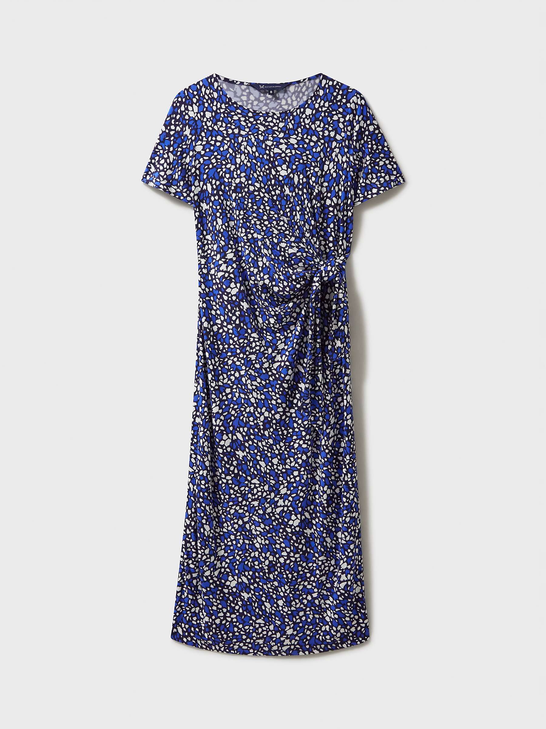 Buy Crew Clothing Tina Tie Front Jersey Midi Dress, Blue/Multi Online at johnlewis.com
